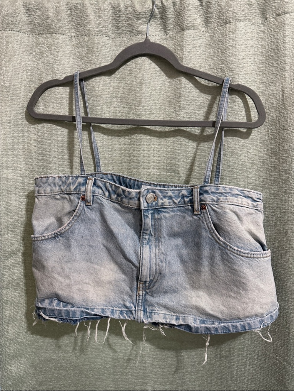 Zara Light Blue Denim Crop Top